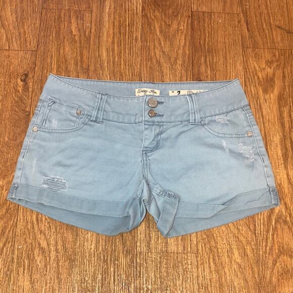 Indigo Rein Light Blue/Gray Lightly Distressed Shorts Size Juniors 3 - Picture 1 of 9